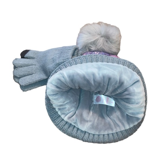 Justice Faux Fur Puffer Beanie With Pom Pom And Gloves - Picture 3 of 7